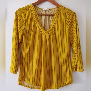 The Workshop long sleeve striped yellow black shirt